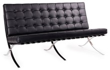 Sofa 2-osobowa BARCELON - czarna skóra