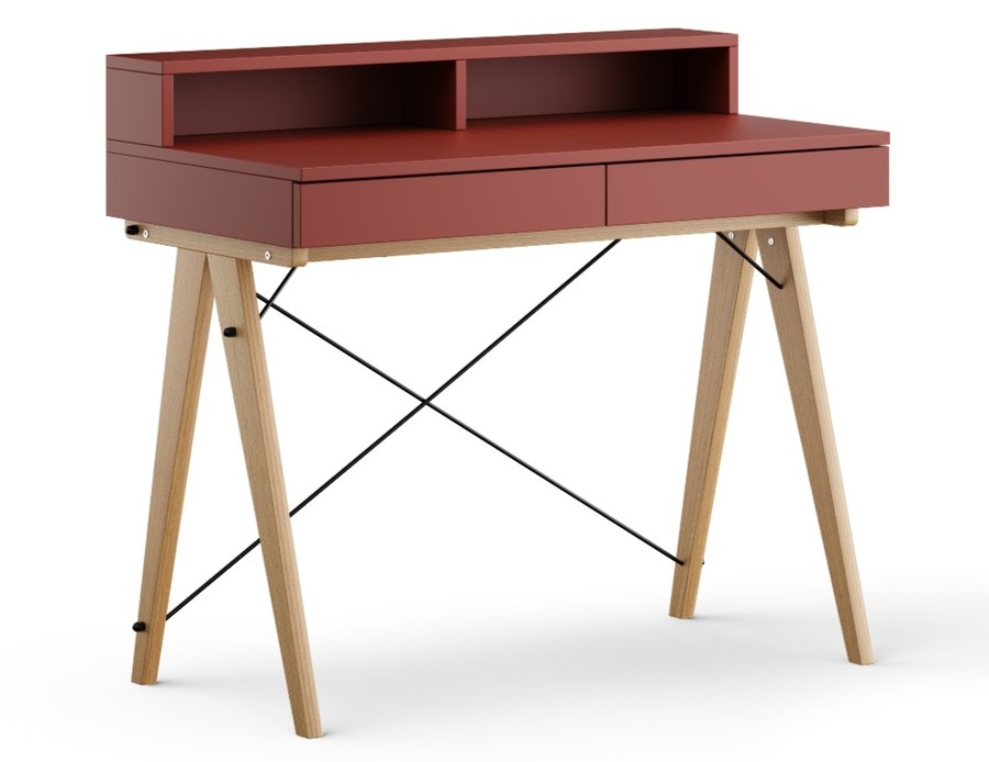 Biurko KIDS BASIC+ HORIZONTAL z poziomą nadstawką - stelaż DĄB
