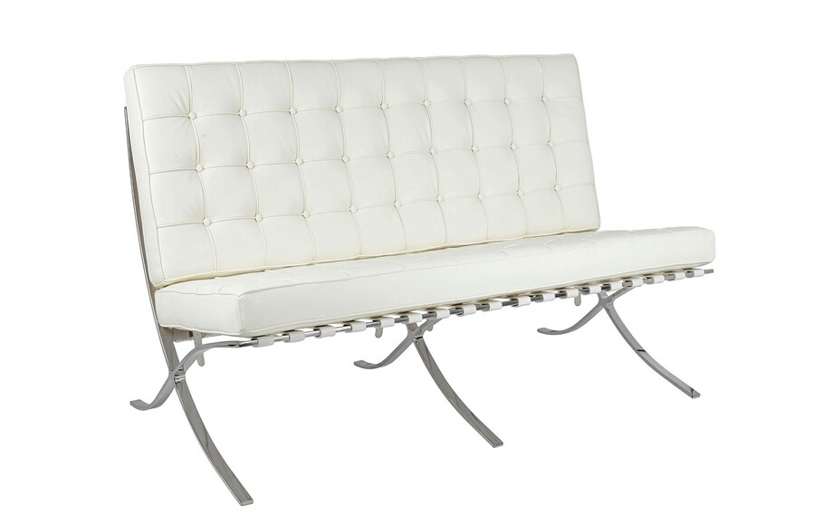Sofa 2-osobowa BARCELON - biała skóra