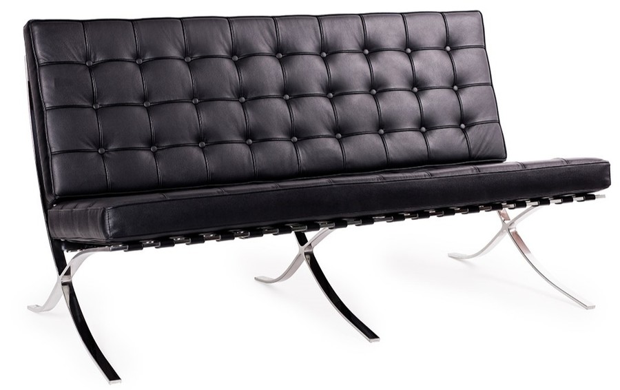 Sofa 2-osobowa BARCELON PRESTIGE PLUS - czarna skóra