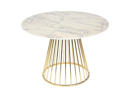 Stół okrągły GLAM MARBLE 110 - okleina marmurowa/złoty