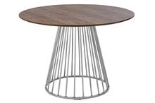 Stół okrągły GLAM WALNUT 110 - fornir orzechowy/chrom