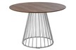 Stół okrągły GLAM WALNUT 110 - fornir orzechowy/chrom