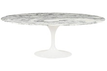 Stół TULIP Ellipse Marble Arabescato 200x120 - biały marmur
