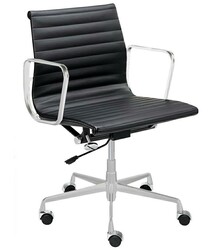 Fotel biurowy BODY PRESTIGE PLUS - czarna skóra/chrom