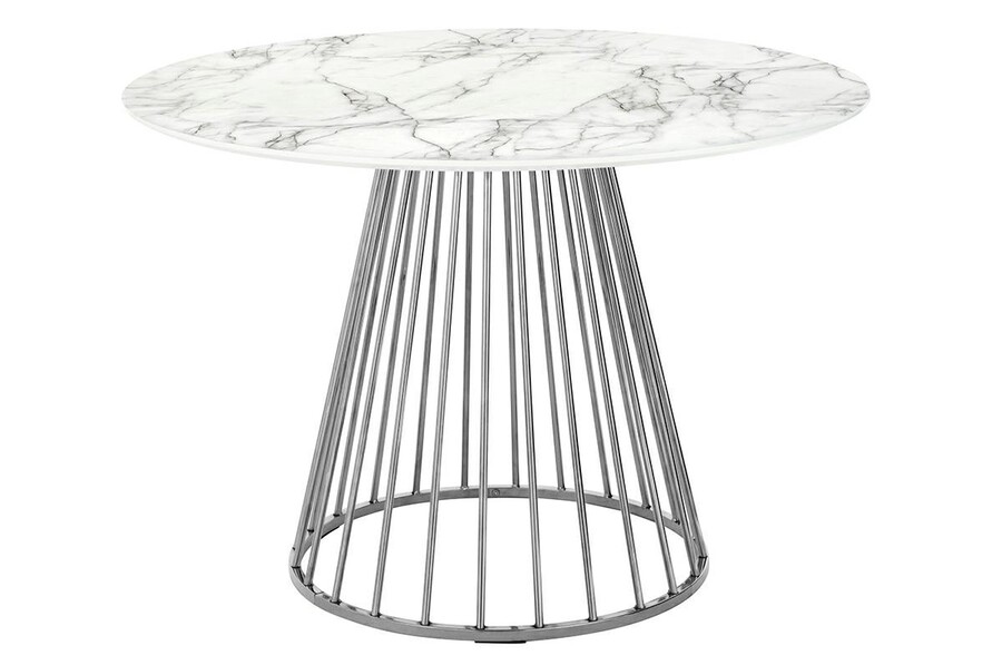 Stół okrągły GLAM MARBLE 110 - okleina marmurowa/chrom