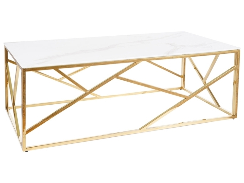 Ława ESCADA A II 120x60 - biały efekt marmuru/złoty