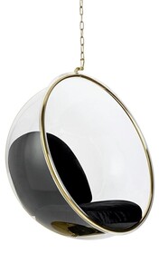Fotel wiszący BUBBLE GOLD - czarny welur