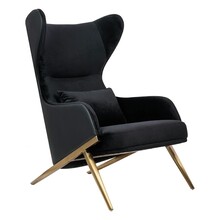 Fotel HAMPTON VELVET - czarny/złoty