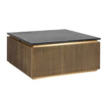 Stolik kawowy IRONVILLE 90x90 - marmur/sklejka brzozowa