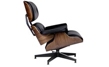 Fotel LOUNGE HM PREMIUM SZEROKI - czarna skóra/orzech