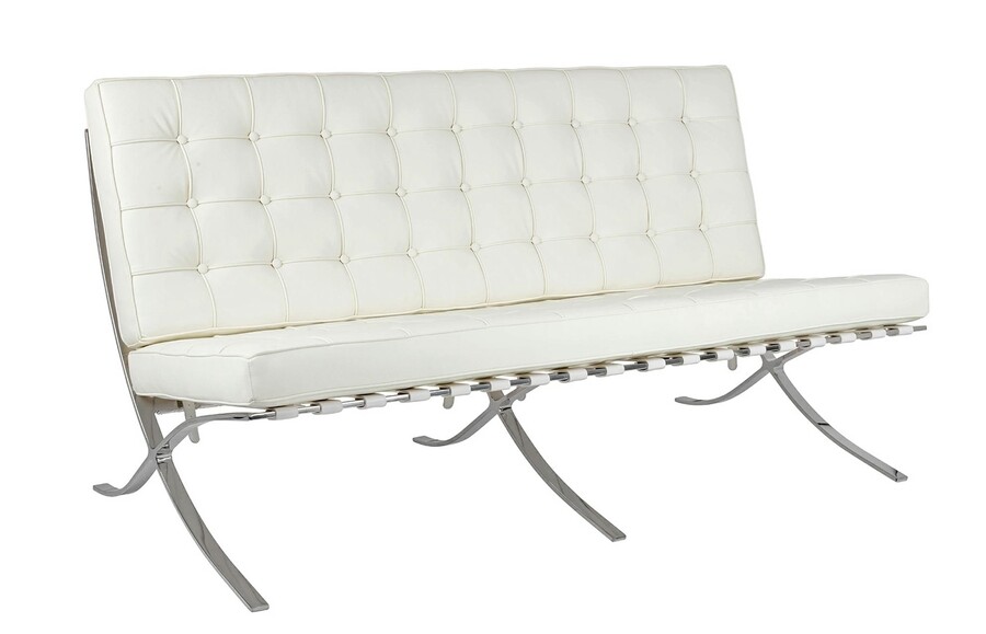 Sofa skórzana 3-osobowa BARCELON - biały