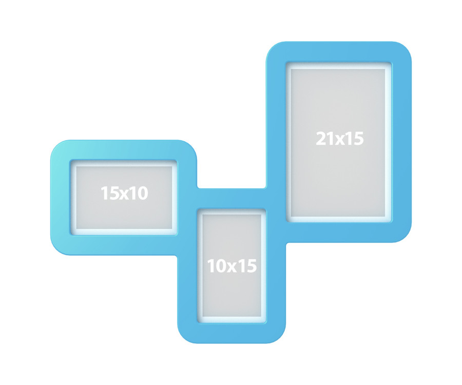 Ramka na 3 zdjęcia TRI FRAME z kolekcji PLUS - niebieski