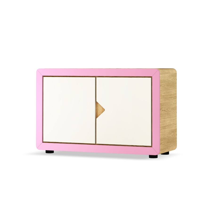 Kredens z kolekcji FRAME - dąb/różowy