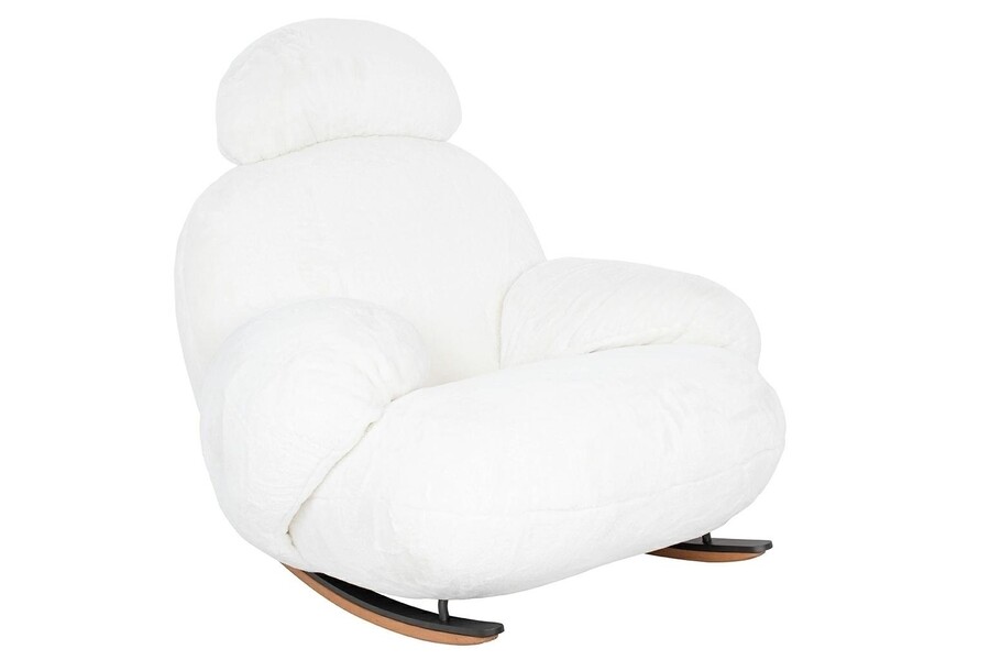 Fotel bujany PLUSH FUR - biały
