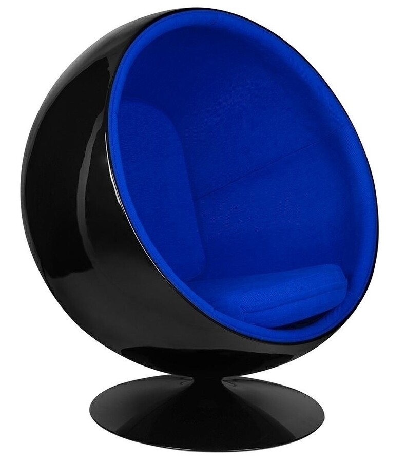 Fotel BALL BLACK - niebieski