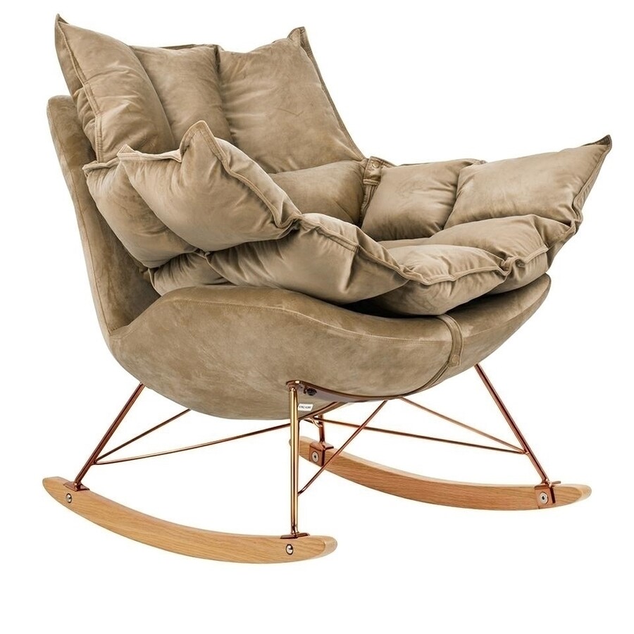 Fotel bujany SWING VELVET - khaki