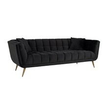 Welurowa sofa 3-osobowa HUXLEY ANTRACIET - grafit/złoty
