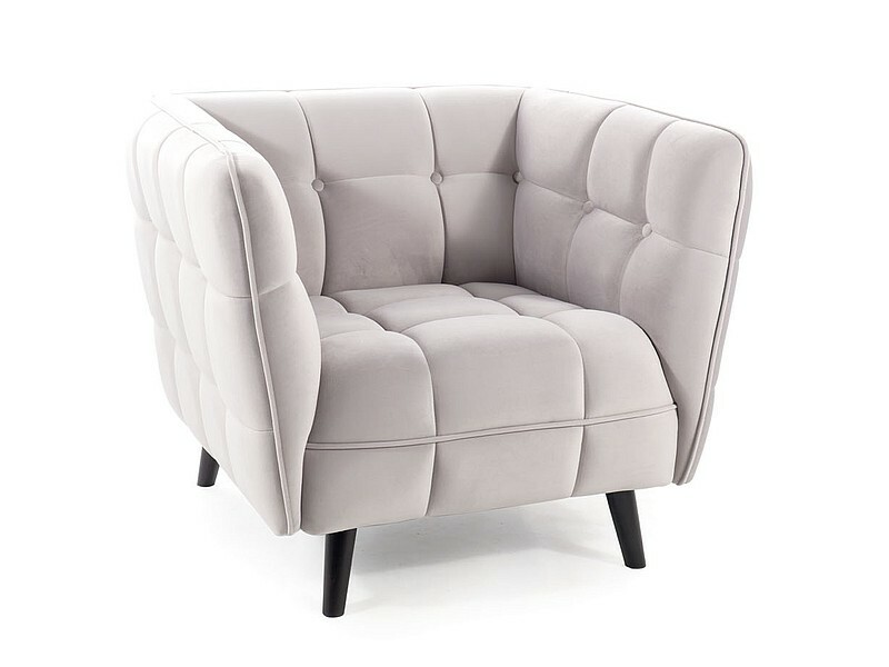 Fotel CASTELLO 1 Velvet - jasny szary Bluvel 03
