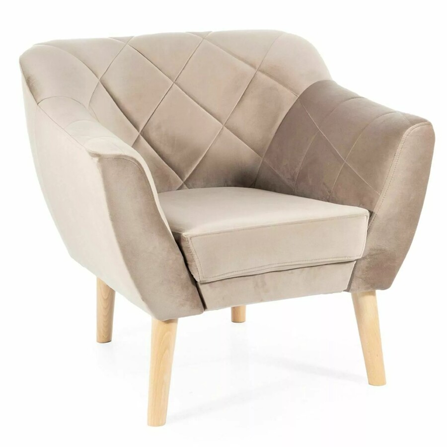 Fotel KARO 1 Velvet - buk/ciemny beżowy Bluvel 40