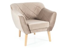 Fotel KARO 1 Velvet - buk/ciemny beżowy Bluvel 40