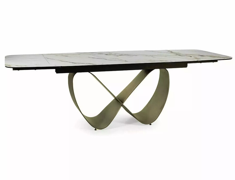 Stół rozkładany INFINITY Ceramic 160/240x95 - biały/brązowy