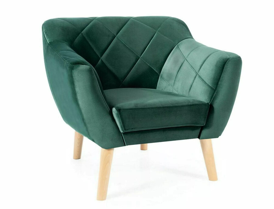 Fotel KARO 1 Velvet - buk/zielony Bluvel 78