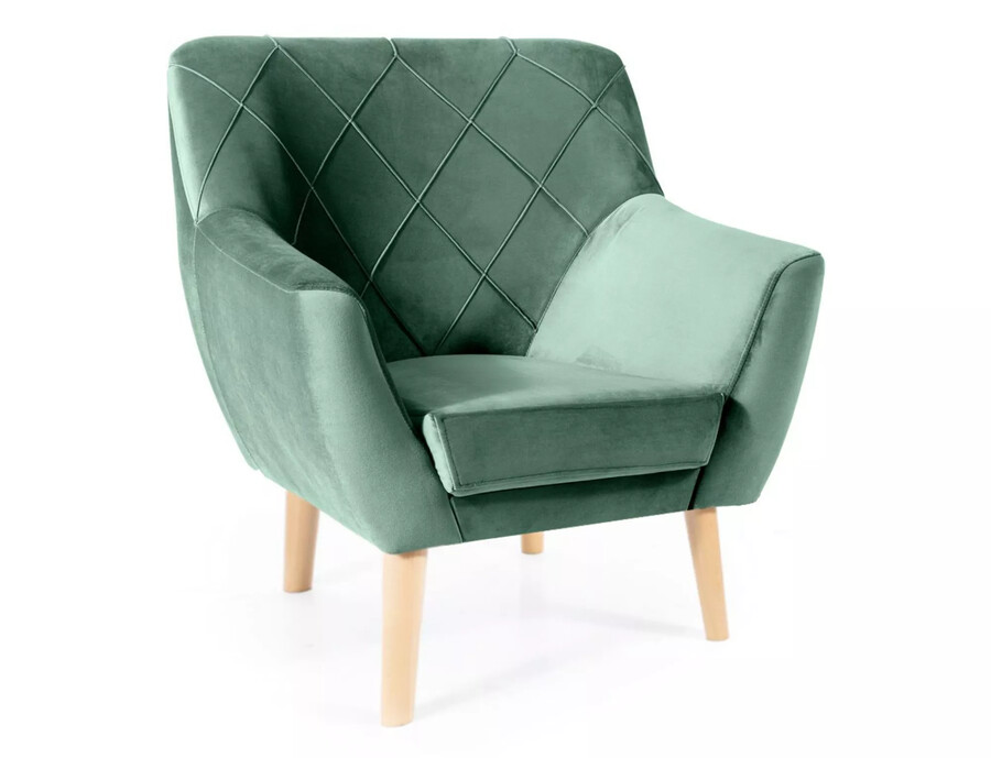 Fotel KIER 1 Velvet - buk/zielony Bluvel 78