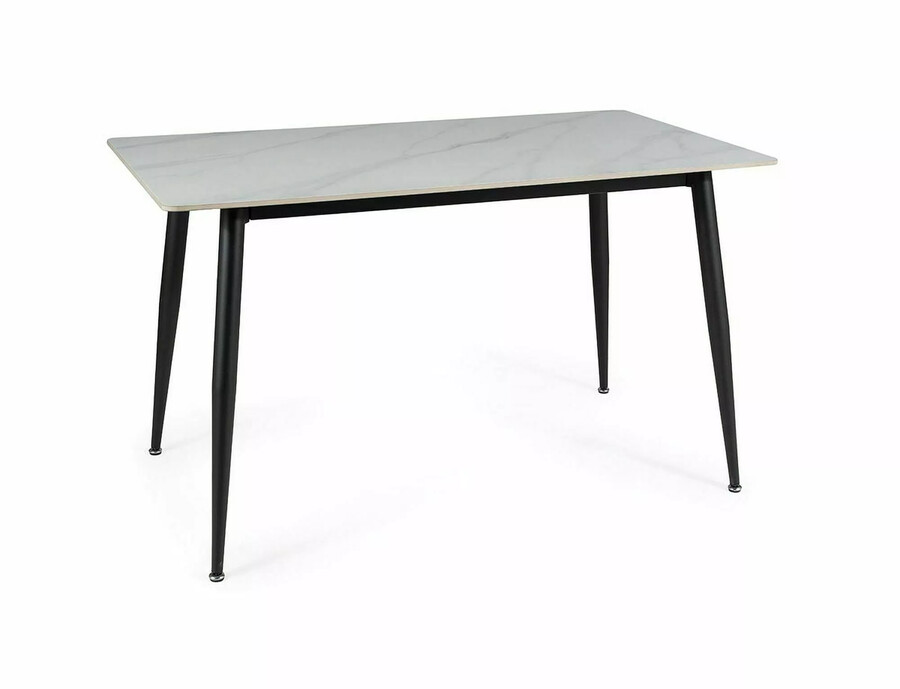 Stół RION 160x90 - biały marmur/czarny