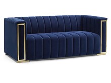 Sofa 2-osobowa VOGUE velvet - granatowy/złoty
