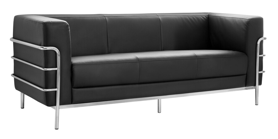 Sofa 3-osobowa ARMO - czarny/chrom