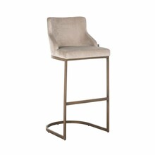 Krzesło barowe welurowe BOLTON 76  - khaki/złoty