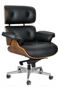 Fotel biurowy LOUNGE GUBERNATOR BIG XL - czarny/orzech