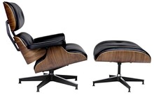 Fotel z podnóżkiem LOUNGE HM XL - czarny/orzech