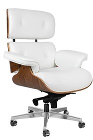 Fotel biurowy LOUNGE GUBERNATOR - biały/orzech