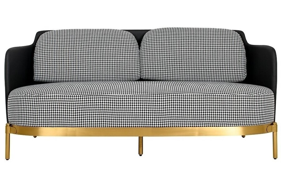 Sofa 2-osobowa VENICE - pepitka/czarny/złoty