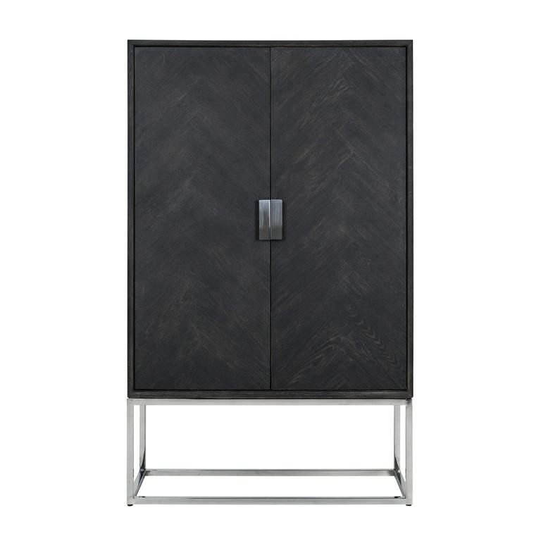 Komoda 2-drzwiowa wysoka BLACKBONE SILVER - czarny/srebrny