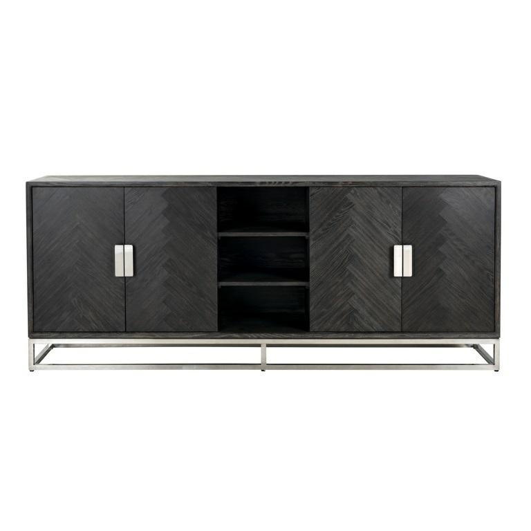 Komoda 4-drzwiowa BLACKBONE SILVER - czarny/srebrny