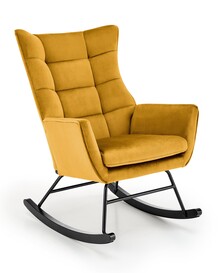 Fotel bujany BAZALTO - musztardowy Bluvel 68/czarny
