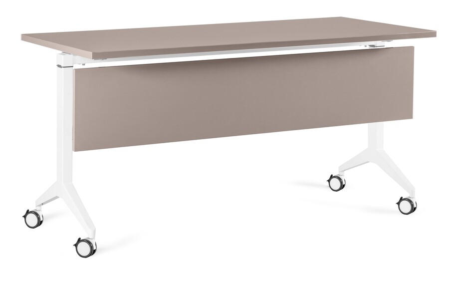 Biurko z panelem maskującym YUMI S 150x70 - beżowy/biały