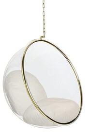 Fotel wiszący BUBBLE GOLD Velvet - beżowy/złoty