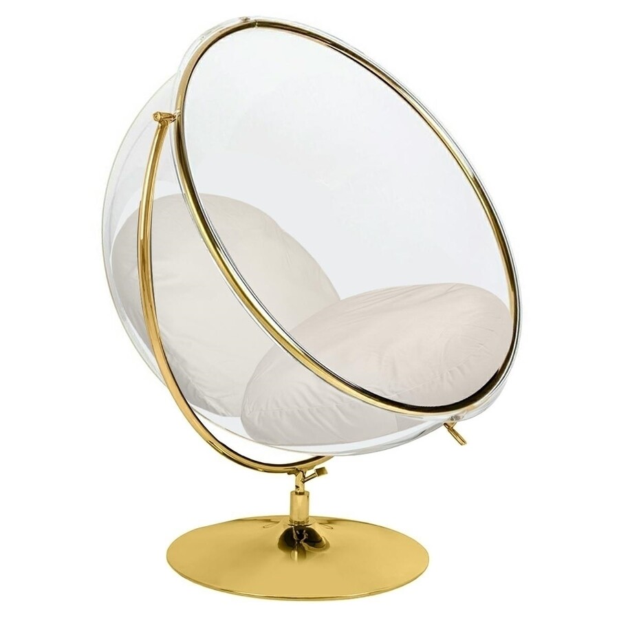 Fotel BUBBLE STAND 2 GOLD Velvet - beżowy/złoty