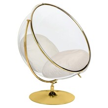 Fotel BUBBLE STAND 2 GOLD Velvet - beżowy/złoty