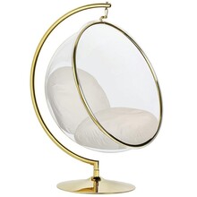 Fotel BUBBLE STAND GOLD Velvet - beżowy/złoty