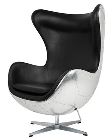 Fotel EGG AVIATOR PU - czarny/srebrny
