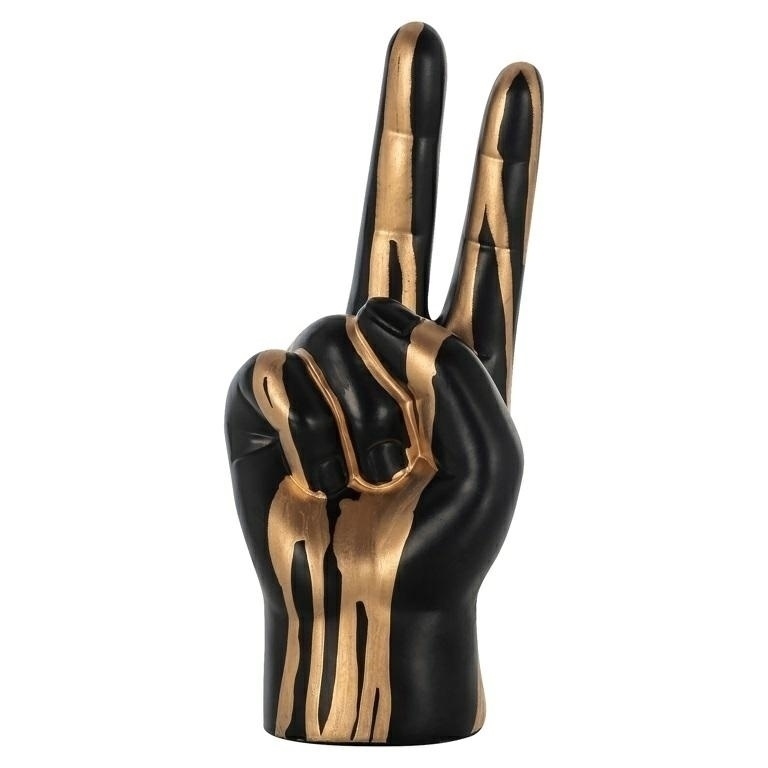 Dekoracja HAND PEACE - czarny/złoty