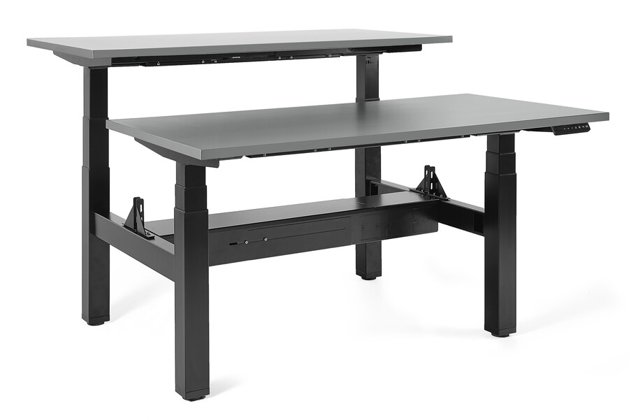 Biurko regulowane FIGHTER DOUBLE DESK 140x70 - antracyt/czarny