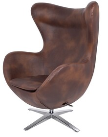Fotel EGG SZEROKI PU - brąz vintage koniak