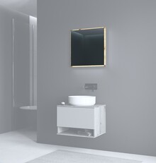 Lustro z oświetleniem LED AVIOLA 60x60 - dąb artisan