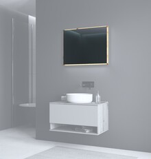Lustro z oświetleniem LED AVIOLA 80x80 - dąb artisan
